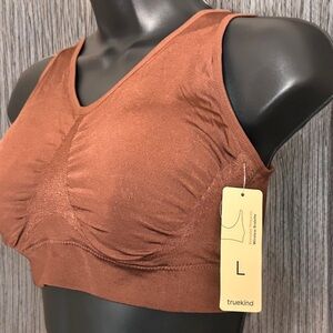 NWT TRUEKIND EVERYDAY THROW ON WIREFREE BRALETTE SIZE L COLOR - CHOCOLATE